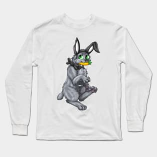 Bobtail BunnyCat: Blue (Black) Long Sleeve T-Shirt